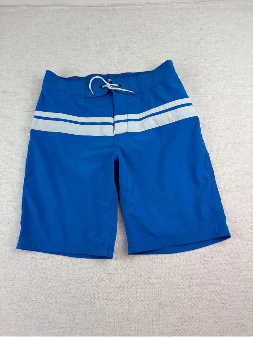 Crewcuts Boys' size 12 striped swim Trunks blue and white
